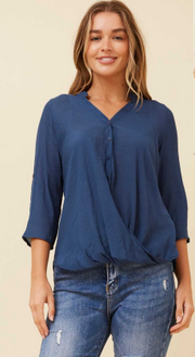 Caroline Morgan - 3/4 SLEEVE FRONT TWIST SHIRT