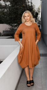 Willow Tree - LINEN BLEND BALLOON SKIRT DRESS