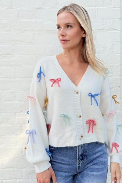 Fria - COLOURED RIBBON CARDIGAN