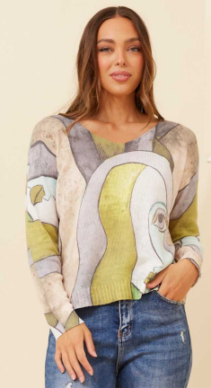 Bottega Moda - MULTI-PATTERN LONG SLEEVE TOP