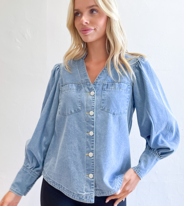 Fria - RIGID DENIM LONG SLEEVE SHIRT