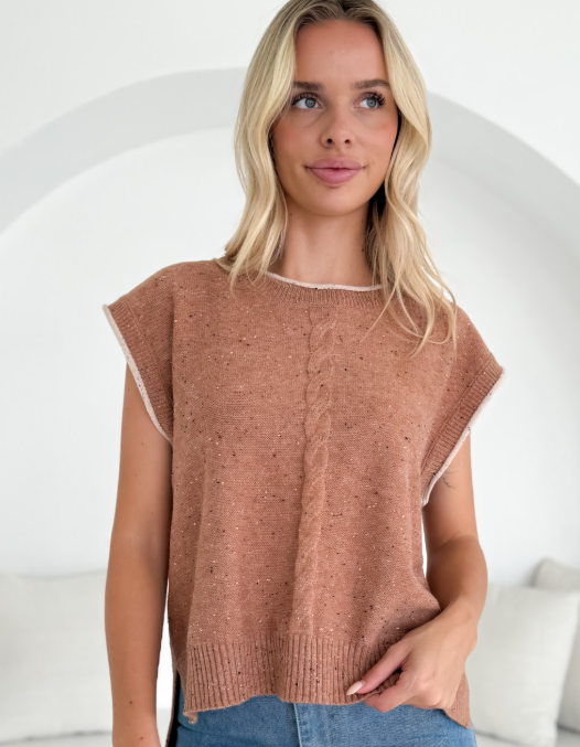 Fria - WOOL BLEND SPECKLE KNIT VEST