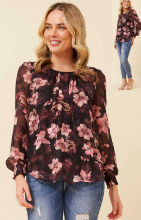 Caroline Morgan - MULTI-PINK FLOWER PRINT BLOUSE
