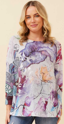 Caroline Morgan - LONG SLEEVE FLORAL PRINT TOP