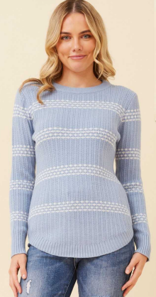 Caroline Morgan - SKY BLUE LONG SLEEVE PULLOVER