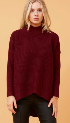 Caroline Morgan - HIGH NECKLINE,  LONG SLEEVE PULLOVER