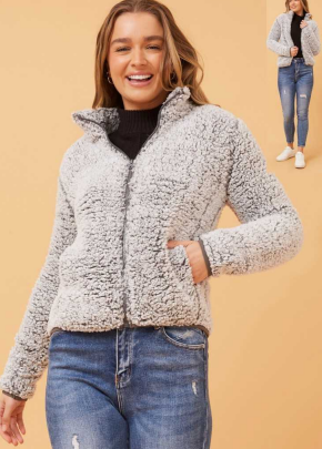 Caroline Morgan - ZIP-UP TEDDY FUR JACKET
