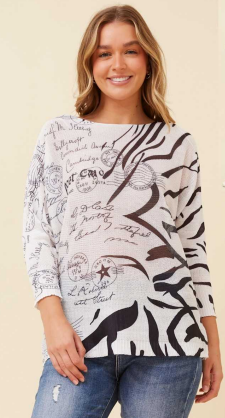 Caroline Morgan - WHITE & BLACK ART DESIGN TOP