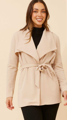 Caroline Morgan - TIE TO WAIST WRAP STYLE SHORT COAT