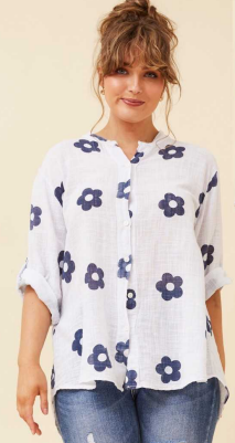 Bottega Moda - 3/4 ROLL UP SLEEVE BUTTON THROUGH SHIRT