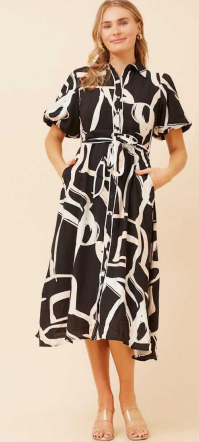 Caroline Morgan - SHORT SLEEVE BUTTON FRONT DRESS