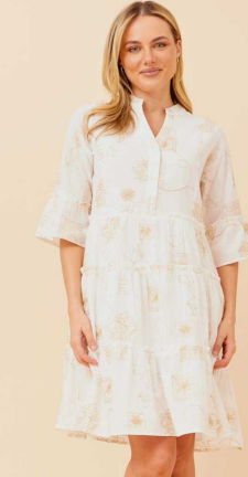 Caroline Morgan - KNEE LENGTH COTTON TIERED DRESS