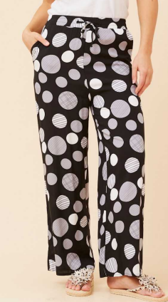 Caroline Morgan - POLKA DOT PRINT LOOSE LEG PANTS