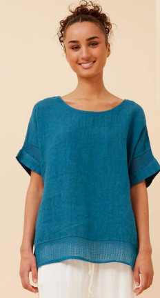 Bottega Moda - ITALIAN LINEN SHORT SLEEVE TOP