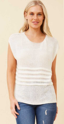Caroline Morgan - WHITE SHORT SLEEVE KNIT TOP