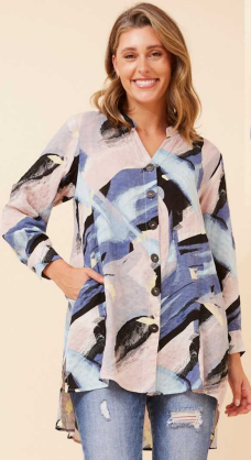 Caroline Morgan - MULTI-BLUE PRINT SHIRT