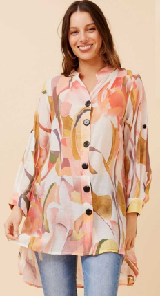 Caroline Morgan - MULTI-ORANGE PRINT SHIRT