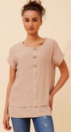 Caroline Morgan - SHORT SLEEVE TOP FEATURING 3 BUTTONS TO FRONT
