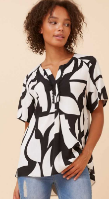 Caroline Morgan - SHORT SLEEVE ABSTRACT PRINT TOP