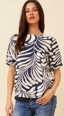 Caroline Morgan - SHORT SLEEVE PRINTED TOP