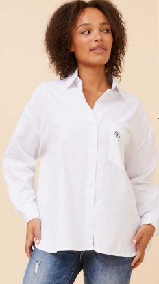 Stella + Biancca - OVERSIZE LONG ROLL-UP SLEEVE WHITE SHIRT