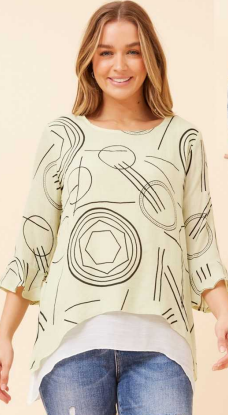 Caroline Morgan - DOUBLE LAYER ABSTRACT PRINT TOP