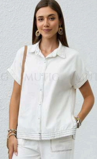Mutig - CONTRAST STITCHING SOFT DENIM SHIRT