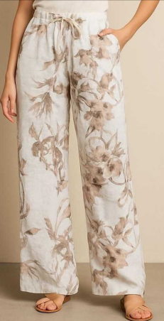 Bottega Moda - LINEN WIDE LEG PRINT PANT