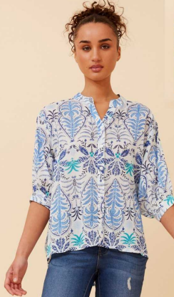 Caroline Morgan - PRINTED SHIRT WITH BACK BUTTON DETAIL