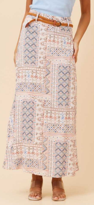 Caroline Morgan - ANKLE LENGTH A-LINE PRINT SKIRT
