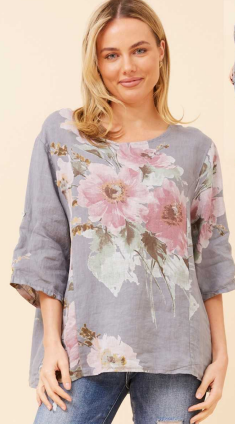 Bottega Moda - 3/4 ROLL-UP SLEEVE FLORAL PRINT SHIRT