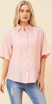 Caroline Morgan - DIAMANTE BUTTON FRONT SHIRT
