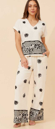 Caroline Morgan - SHORT SLEEVE TOP WITH MATCHING PANTS SET