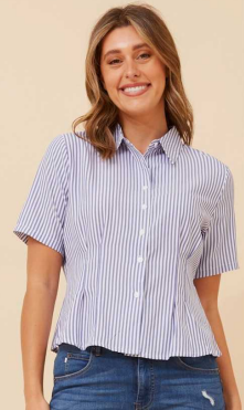 Caroline Morgan - PIN STRIPED BUTTON FRONT SHIRT
