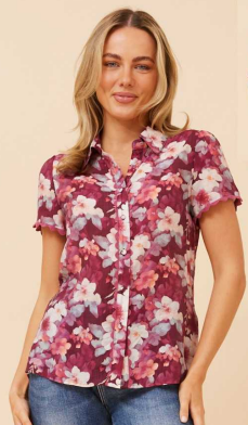 Caroline Morgan - FLORAL PATTERN BUTTON THROUGH SHIRT