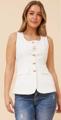Caroline Morgan - WHITE CLASSIC FITTED VEST