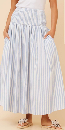Caroline Morgan - COTTON STRIPED ANKLE LENGTH SKIRT