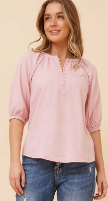 Caroline Morgan - DUSTY PINK 3/4 LENGTH SLEEVE TOP