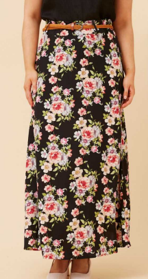 Caroline Morgan -   A-LINE BLACK FLORAL PRINT SKIRT