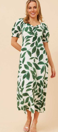 Caroline Morgan - LEAF PRINT MID-LENGTH DRESS