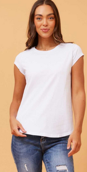 Caroline Morgan - CAP SLEEVE SOLID WASH T-SHIRT