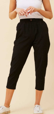 Caroline Morgan - 3/4 LENGTH SOLID BLACK PANTS