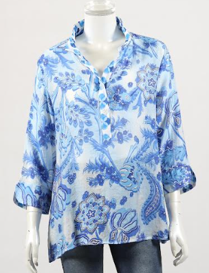 Whispers - SUMMER GREEN PRINT 3/4 SLEEVE SHIRT