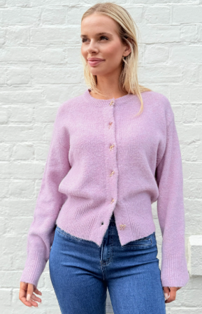 Fria - RIBBON BUTTON KNIT CARDIGAN