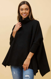 Caroline Morgan - RIBBED COWL NECK OVERSIZED KNIT PULLOVER
