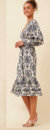 Caroline Morgan   V-NECK CALF LENGTH TIERED DRESS