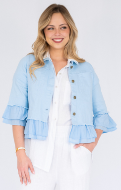 Jolie Saule - FRILL TRIM DENIM JACKET