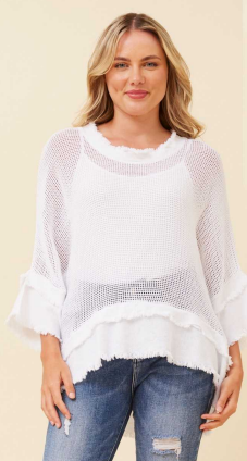 Bottega Moda - 3/4 SLEEVE COTTON MESH TOP WITH INNER TOP