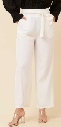 Caroline Morgan - LONG WIDE LEG PAPERBAG WAIST PANT WITH TIE