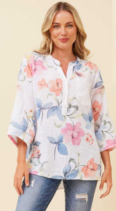 Bottega Moda -  FLORAL PRINT SEQUIN DETAIL TOP